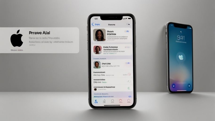 A glowing iPhone screen displays a lock icon and AI interface, symbolizing Apple’s PrivateAI securing data with on-device processing.