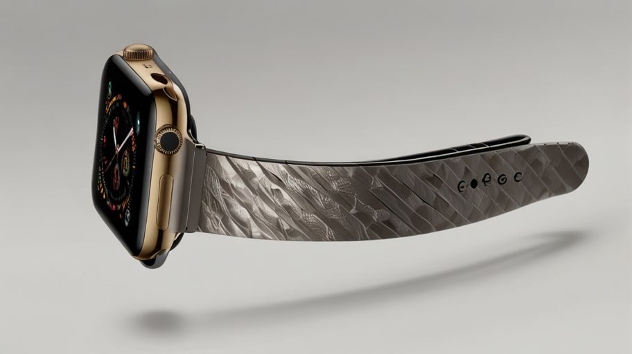 A sleek Apple Watch Ultra 3 with a titanium casing displayed on a white background, showcasing its vibrant Retina display and fitness tracking interface.