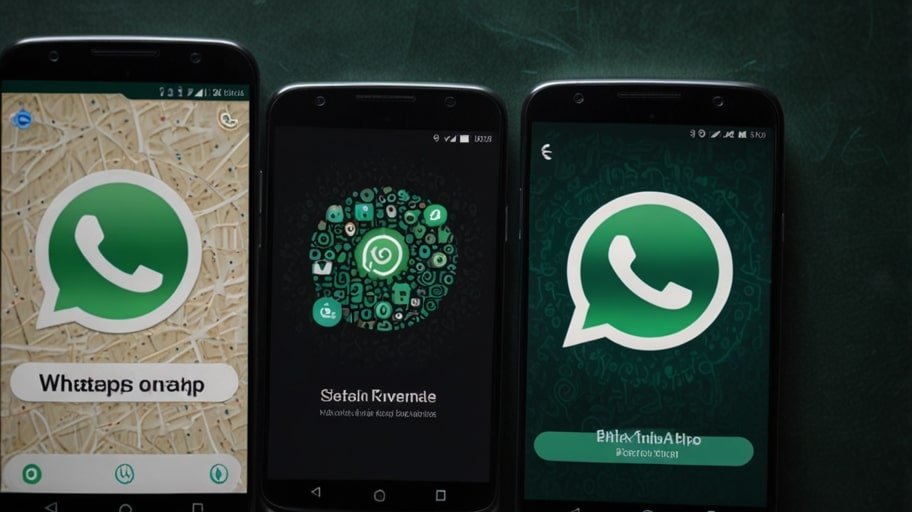 A smartphone screen displaying WhatsApp’s 2025 status update interface with photo collage and music sticker options.