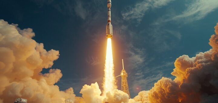 Blue Origin’s New Shepard capsule floats above Earth’s curvature, carrying six passengers in a historic suborbital flight, surrounded by starry blackness.